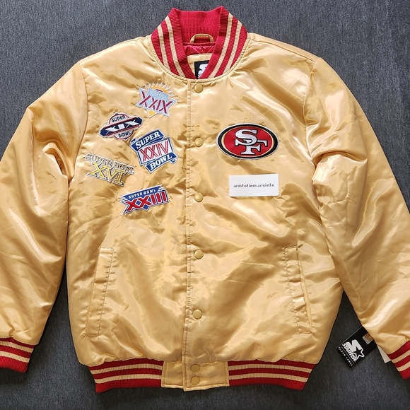 San Francisco 49ers Super Bowl Champion Gold Satin Starter Jacket